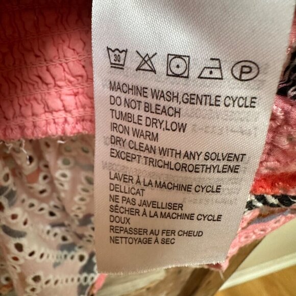 Farm Rio Top Floral Print Square Neckline Smocked Short Puff Sleeve Women's XS - Picture 7 of 10